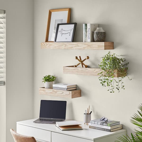 StyleWell Modern Ash Wood Floating Wall Shelf (Set of 3) (36" W x 3" H x 6" D) 20MJE2199-Ash