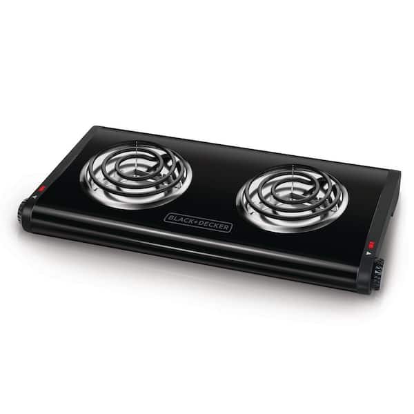 BLACK+DECKER 2-Burner 12 in. Black Hot Plate with Temperature Controls DB1002B