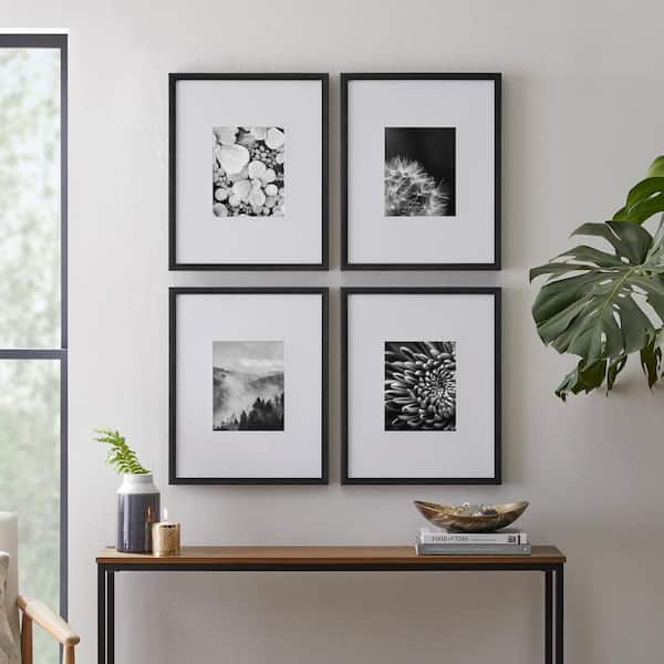 StyleWell 16" x 20" Matted to 8" x 10" Black Gallery Wall Picture Frame (Set of 4) H5-PH-1158