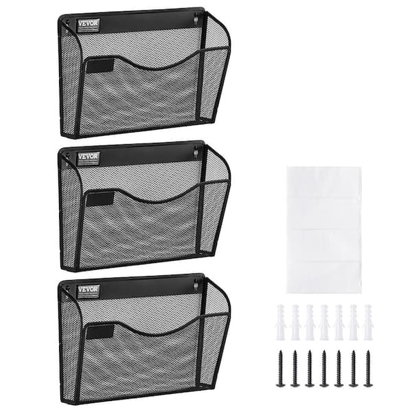 VEVOR File Wall Rack, 3-Piece 1 Pocket Mesh Wall File Holder, Wall Mounted Magazine Mail Paper and Document Storage Folder WJBGJHSWJSWSXKUPYV0