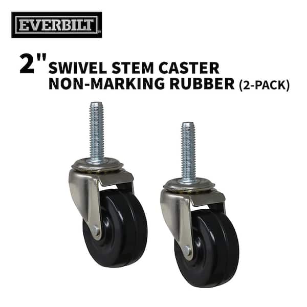 Everbilt 2 in. Black Soft Rubber and Steel Swivel Threaded Stem Casters with 80 lb. Load Rating 2 Pack 49344