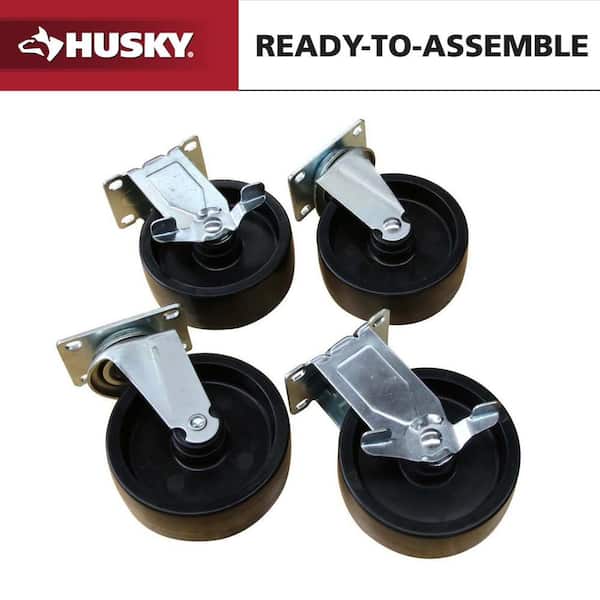 Husky 5 in. Caster Kit for Ready-to-Assemble Steel Garage Base Cabinets G0502AC-US