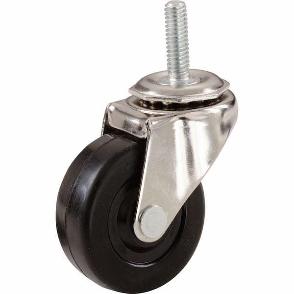 Shepherd 2 in. Black Soft Rubber and Steel Swivel Threaded Stem Casters with 80 lb. Load Rating (2-Pack) 9344