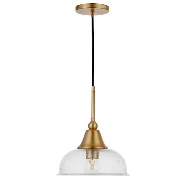 Meyer&Cross Magnolia 1-Light Brass Single Pendant with Seeded Glass Shade PD0524