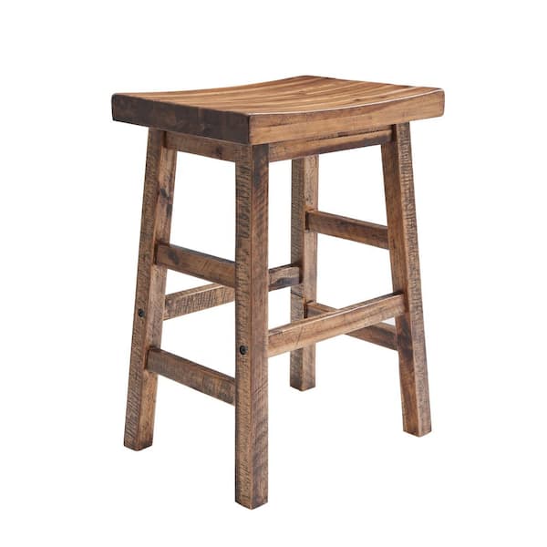 Alaterre Furniture Durango 26 in. H Industrial Wood Counter-Height Stool Bar Stool, Kitchen, Seating, Vintage-Style Saddle Seat ANDU2174
