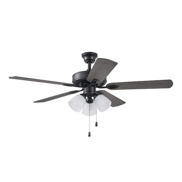 Unbranded Castleton 52 in. Indoor LED Matte Black Ceiling Fan with Light Kit, Down Rod, Reversible Blades, and Reversible Motor PCPG-CF-268-MBK