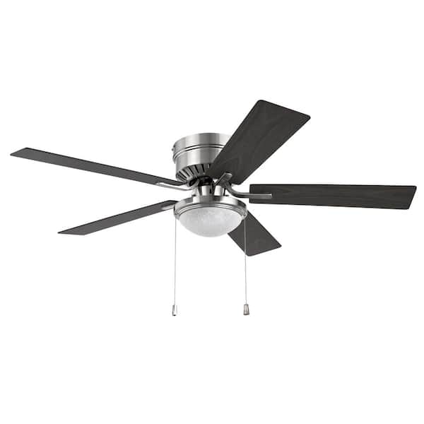 Unbranded Belanova 52 in. Indoor LED Brushed Nickel Hugger Ceiling Fan with Light Kit, Reversible Blades, and Reversible Motor PCPG-CF-4130AH-BN