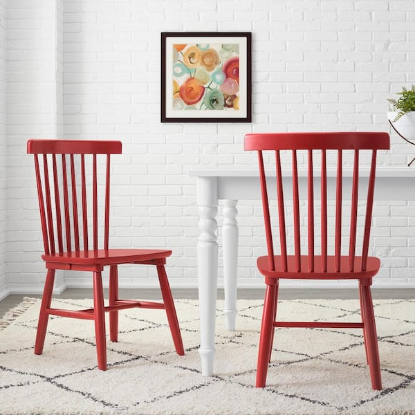 StyleWell Chili Red Windsor Solid Wood Dining Chairs (Set of 2) C-08-1