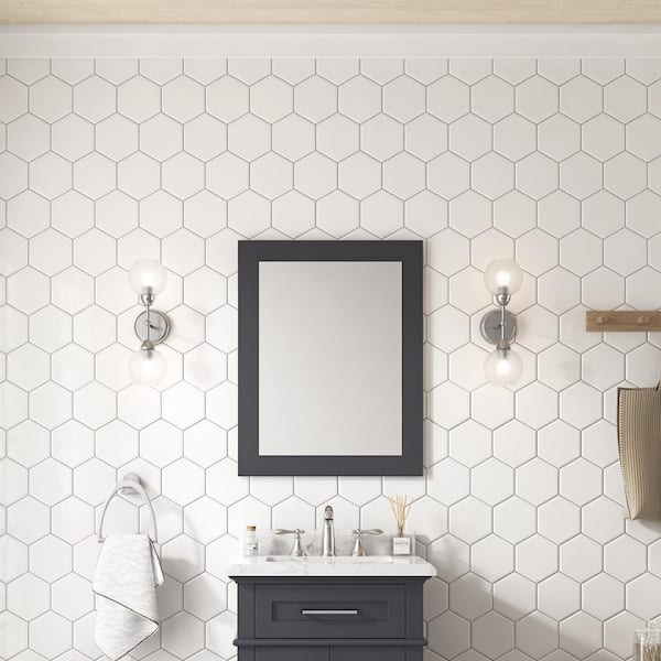 Home Decorators Collection Sonoma 22 in. W x 30 in. H Rectangular Framed Wall Mount Bathroom Vanity Mirror in Dark Charcoal 8106500270