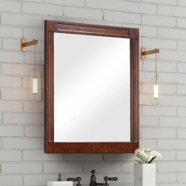 Home Decorators Collection 24 in. W x 29 in. H Rectangular Wood Framed Wall Bathroom Vanity Mirror in Dark Cherry H270830M