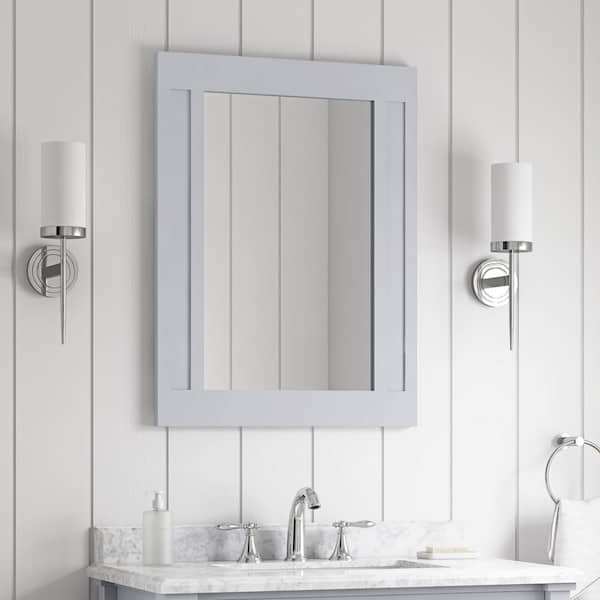 Home Decorators Collection Aberdeen 33 in. W x 36 in. H Rectangular Framed Wall Mount Bathroom Vanity Mirror in Dove Gray 8104500270