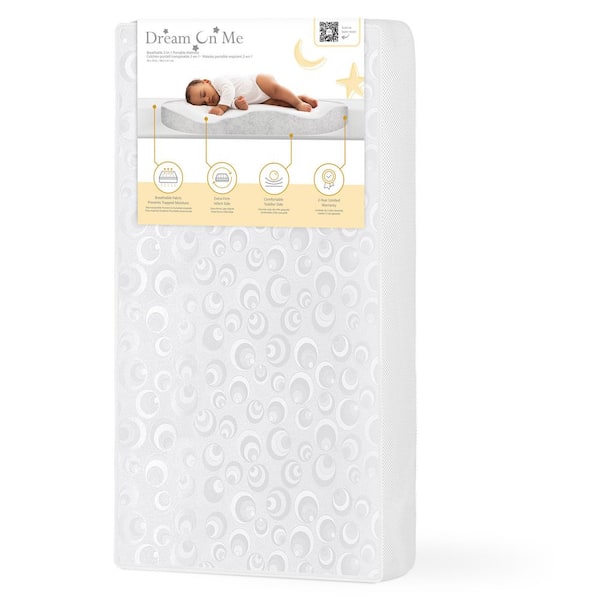 Dream On Me 2-In-1 Breathable Two-Sided 3" Mini/Portable Crib Mattress BR-24