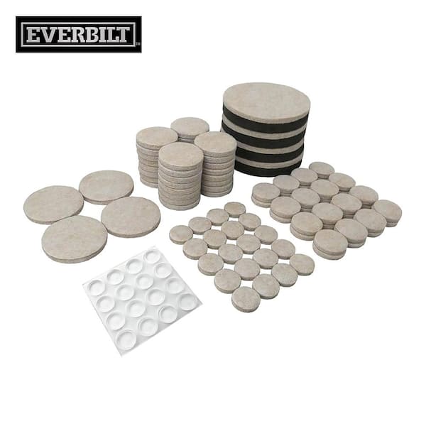 Everbilt Assorted Beige Self Adhesive Round Furniture Sliders, Furniture Pads for Hard Floors & Surface Bumpers Value Pack 108 Pc 49032