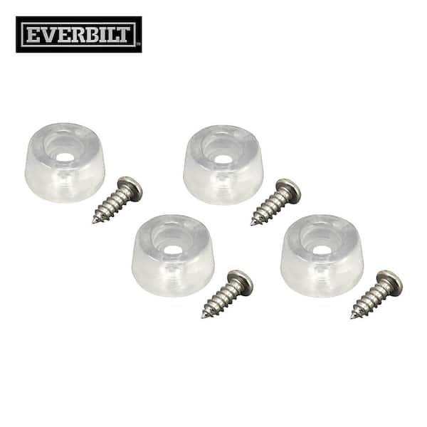 Everbilt 7/8 in. Clear Rubber Like Plastic Screw-On Surface Bumpers (4-Pack) 49072