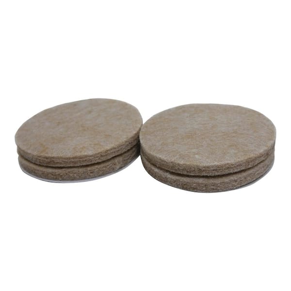 Everbilt 2 in. Beige Round Felt Heavy Duty Self Adhesive Furniture Pads (4-Pack) 49927