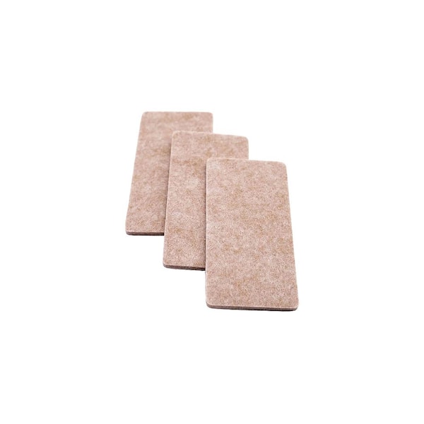 Everbilt 2 in. x 4 in. Beige Rectangular Felt Heavy Duty Self Adhesive Furniture Pads (3-Pack) 49948