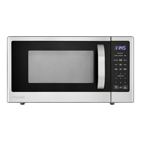 Vissani 21 in. 1.1 cu. ft. 1000-Watt Countertop Microwave Oven in Fingerprint Resistant Stainless Steel and Bar handle VSCMWE11S2W2102