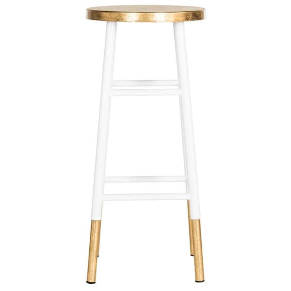 SAFAVIEH Emery 30 in. White/Gold Bar Stool FOX3230D