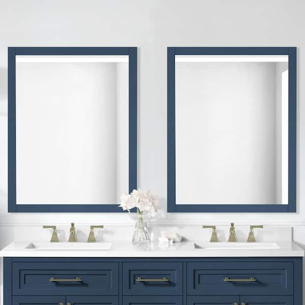 Home Decorators Collection Mayfield 28 in. W x 36 in. H Rectangular Framed Wall Bathroom Vanity Mirror in Grayish Blue Mayfield MR-GB