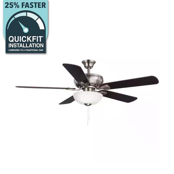 Hampton Bay Rothley II 52 in. Indoor LED Brushed Nickel Ceiling Fan with Light Kit, Downrod, Reversible Motor and Reversible Blades 52050