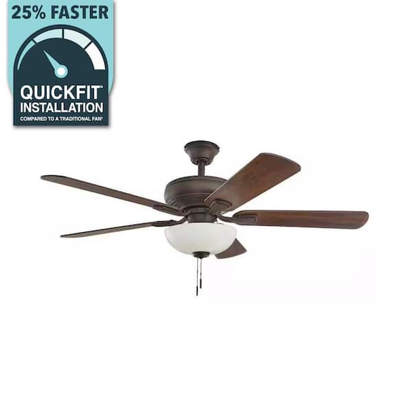 Hampton Bay Rothley II 52 in. Indoor LED Bronze Ceiling Fan with Light Kit, Downrod, Reversible Motor and Reversible Blades 52051