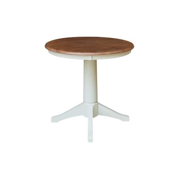 International Concepts Olivia Hickory/Shell Solid Wood 30 in. Pedestal Base Dining Table Seats 2 K79-30RT-27B