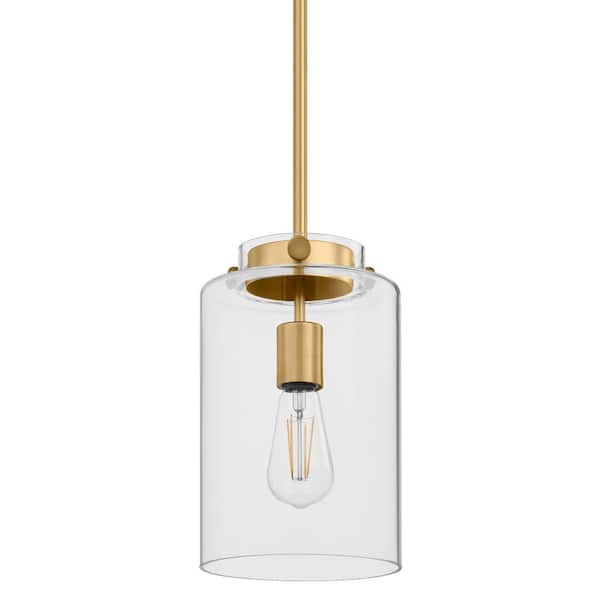 Hampton Bay Mullins 6.75 in. 1-Light Honey Gold Mini Pendant Hanging Light, Kitchen Pendant Lighting 25227