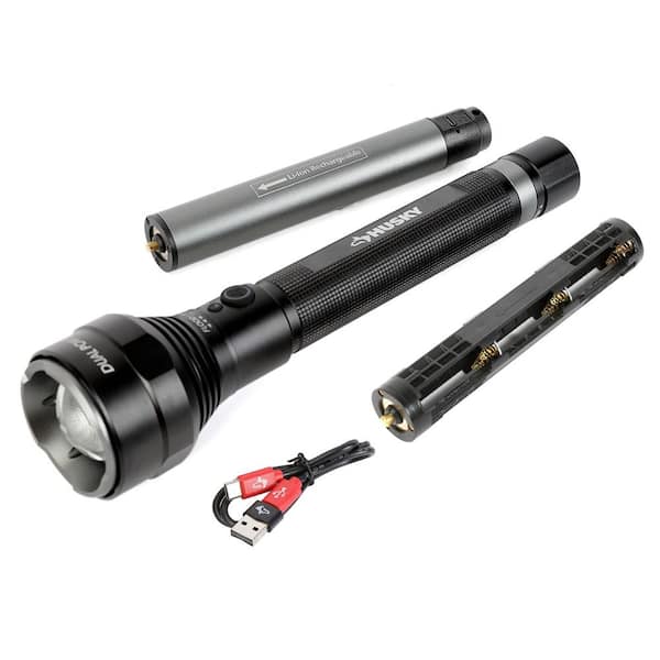 Husky 10000 Lumens Dual Power Focusing Aluminum Rechargeable Flashlight 91307