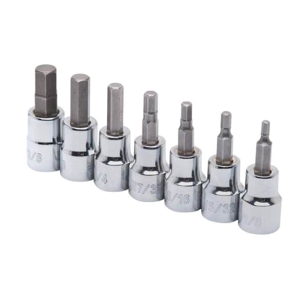 Husky 3/8 in. Drive SAE Hex Bit Socket Set (7-Piece) H3DSAE7PCHBSSR