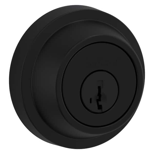 Kwikset Round Matte Black Single Cylinder Deadbolt Featuring SmartKey Security 660RDT 514 SMT