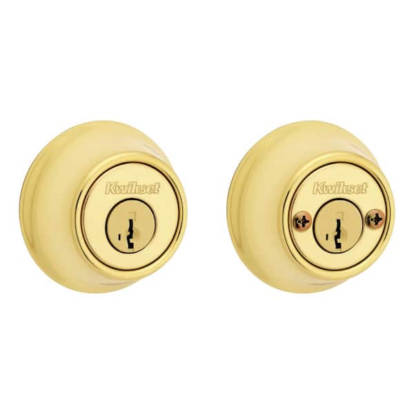 Kwikset 665 Polished Brass Double Cylinder Deadbolt featuring SmartKey Security and Microban Technology T6653SMTCPRCALR