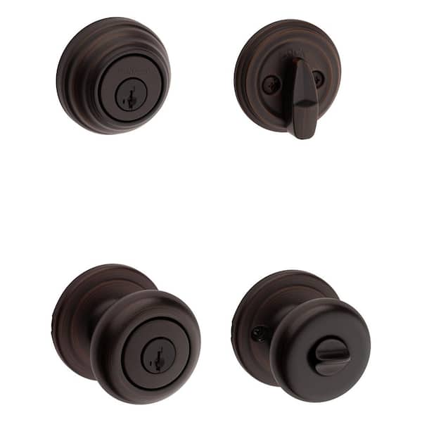 Kwikset Juno Venetian Bronze Exterior Entry Door Knob and Single Cylinder Deadbolt Combo Pack Featuring SmartKey Security 991J 11P SMT CP