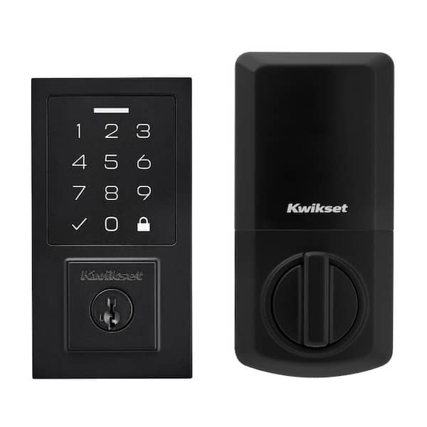 Kwikset SmartCode 270 Contemporary Matte Black Touchpad Single Cylinder Electronic Deadbolt Featuring SmartKey Security 9270CNT514SMTRB