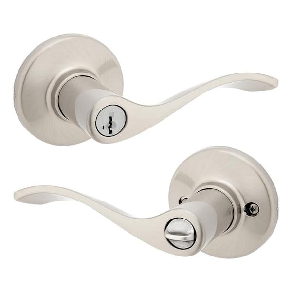 Kwikset Balboa Satin Nickel Keyed Entry Door Handle featuring SmartKey Security and Microban Technology T405BL15SMTCPK6