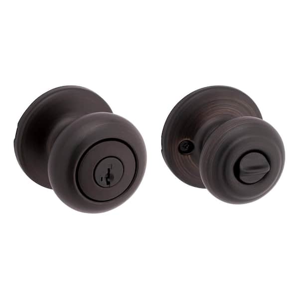 Kwikset Cove Venetian Bronze Keyed Entry Door Knob featuring SmartKey Security and Microban Technology T400CV11PSMTCPK