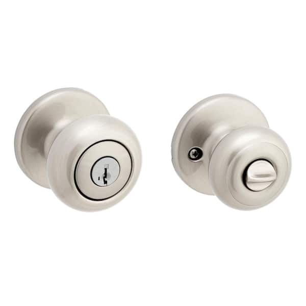 Kwikset Cove Satin Nickel Keyed Entry Door Knob featuring SmartKey Security and Microban Technology T400CV15SMTCPK6