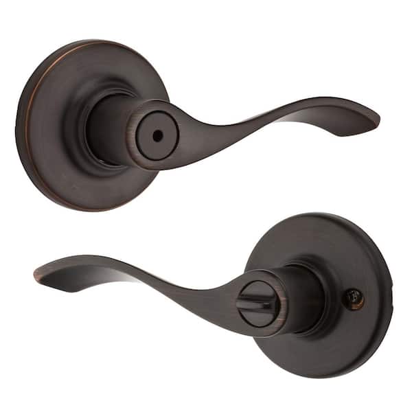 Kwikset Balboa Venetian Bronze Privacy Door Handle with Lock for Bedroom or Bathroom featuring Microban Technology 300BL11PCPV1