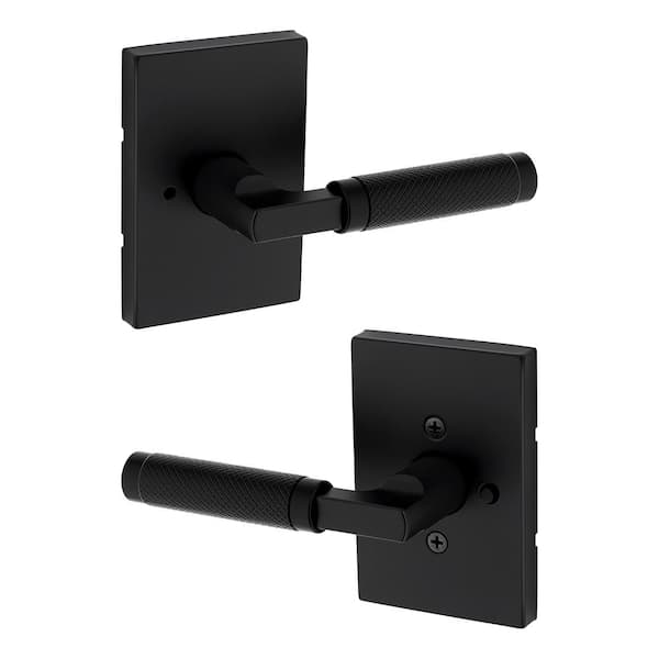 Kwikset Prava Matte Black Bed/Bath Reversible Door Handle 730PVL RCT 514 CP