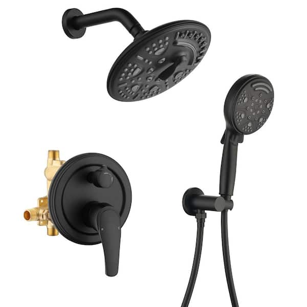 UKISHIRO Single Handle 9-Spray Shower Faucet 1.8 GPM with Pressure Balance, Handheld in Matte Black GJ23A-538