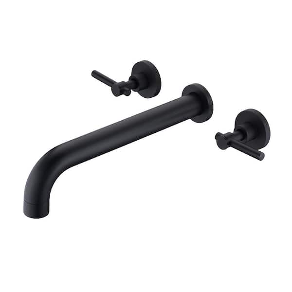 SUMERAIN Modern 2-Handle Wall Mounted Roman Tub Faucet with Spot Resistant in Matte Black S2134DI-HD