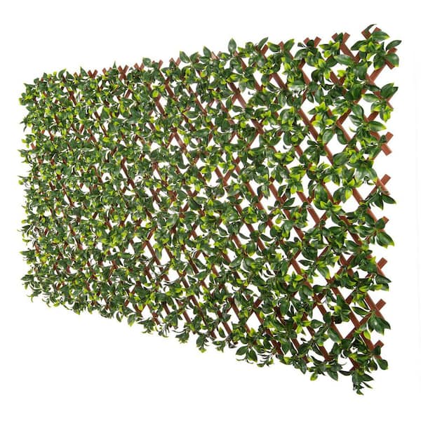 NATURAE DECOR Expandable Pvc Trellis Hedges 36 in. X 72 in. Gardenia Artificial Leaf 3672BR-4000-1PK