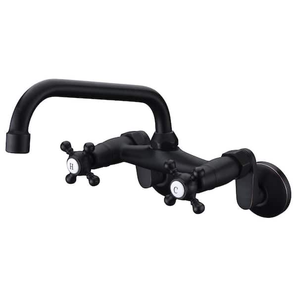 SUMERAIN Classical Double Handles Wall Mount Standard Kitchen Faucet in Oil Rubbed Bronze S6117OI-HD