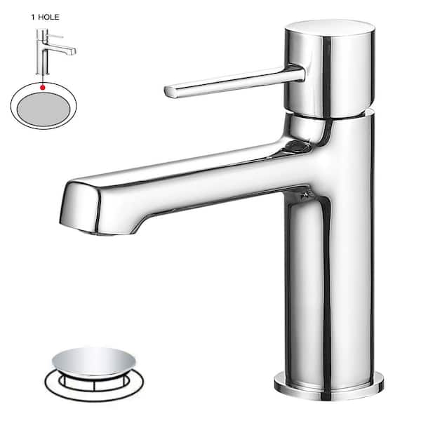 BWE Single Handle Single Hole Modern Bathroom Faucet Bathroom Drip-Free Vanity Sink Faucet in Polished Chrome A-96059-C