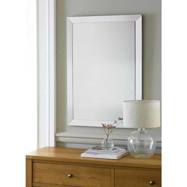 Home Decorators Collection 24 in. W x 36 in. H Rectangular Plastic Framed Wall Bathroom Vanity Mirror in Silver (Screws Not Included) 2669-2436