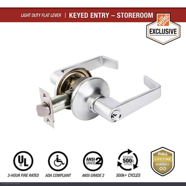 Universal Hardware Light Duty Commercial Storeroom Lever, ADA, UL 3-Hour Fire, ANSI Grade 2, Satin Chrome Finish UH40050