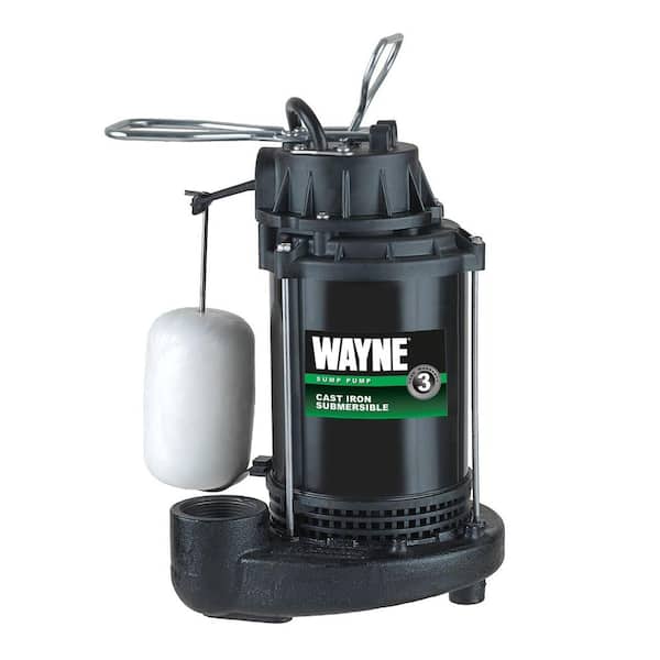Wayne 1/2 HP Cast Iron Submersible Sump Pump with Vertical Float Switch CDU800