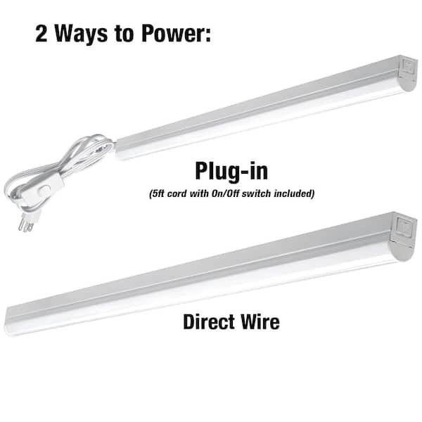 Commercial Electric 4 ft. Garage LED Linkable Strip Light Fixture Plug-in Hardwire 1800 Lumens 20-Watt 4000K Bright White 5ft. Power Cord 54261141