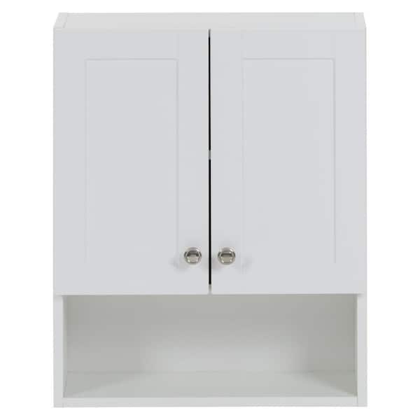 Glacier Bay Lancaster 21 in. W x 8 in. D x 26 in. H Surface-Mount Shaker Bathroom Storage Wall Cabinet in White B25X20334