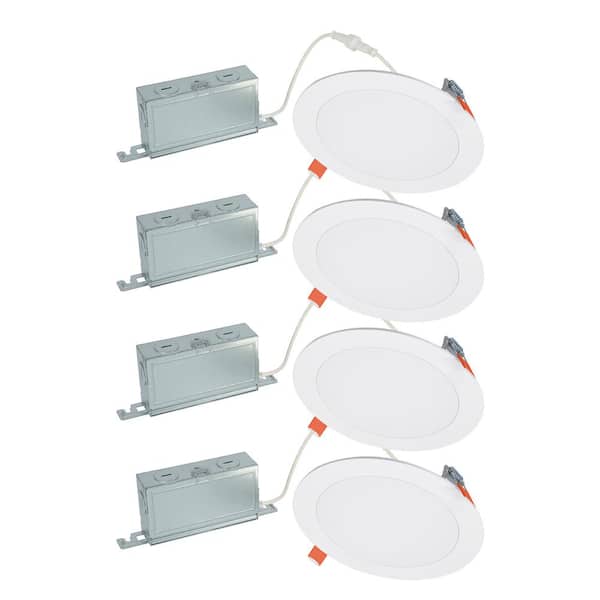 HALO HLBSL 6 in. Can Less Integrated LED, 900 Lumens, 5CCT, White (4-Pack) HLBSL609FS5-4PK