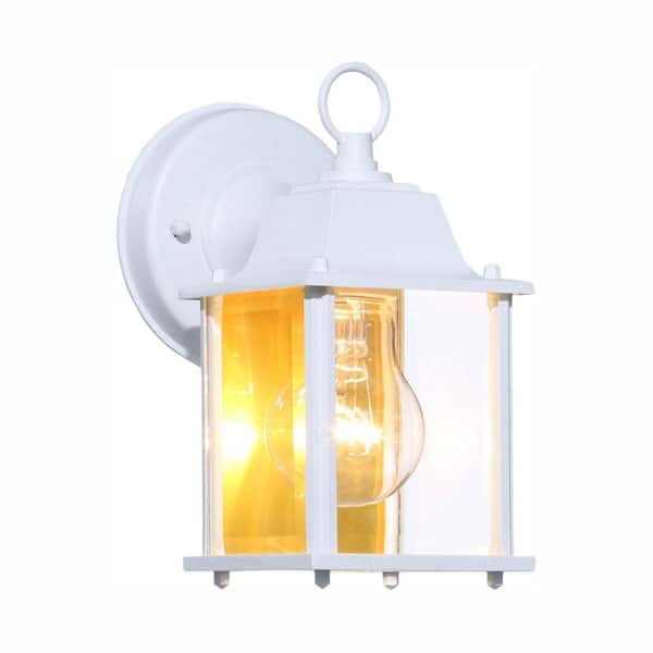 Hampton Bay 8.19 in. White Decorative Outdoor Wall Coach Lantern Light G14806-WH